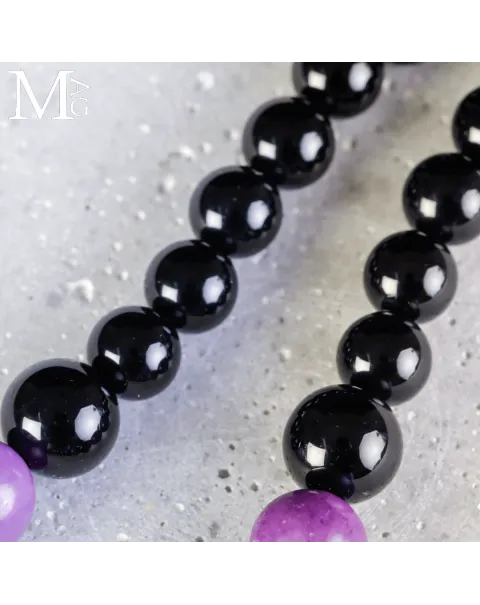 Collana in Phosphosiderite e Onice Nero a Scalare.