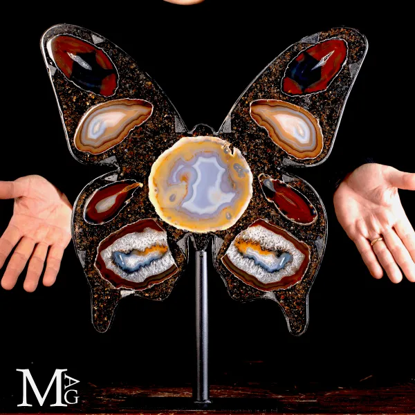 Farfalla in Agata Naturale – Scultura Decorativa.