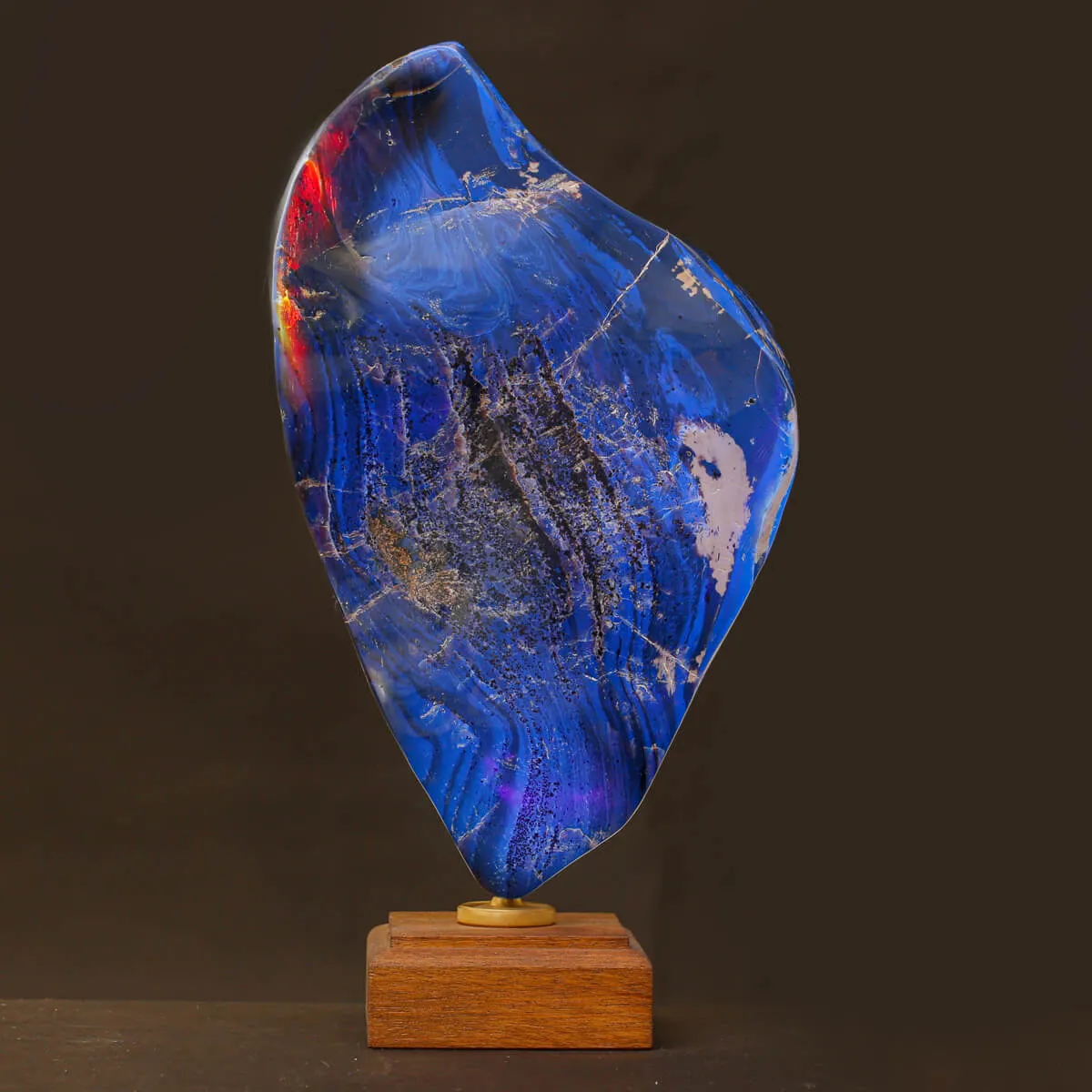 Ambra Blu di Sumatra su Base in Legno.