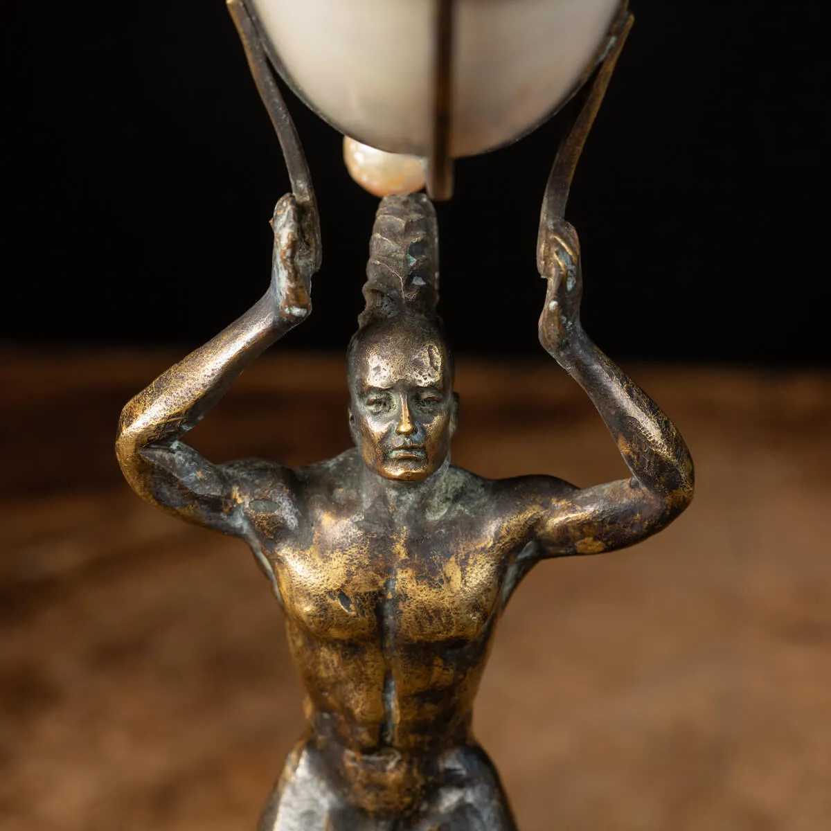 Scultura Bronzo Tritone con Nautilus