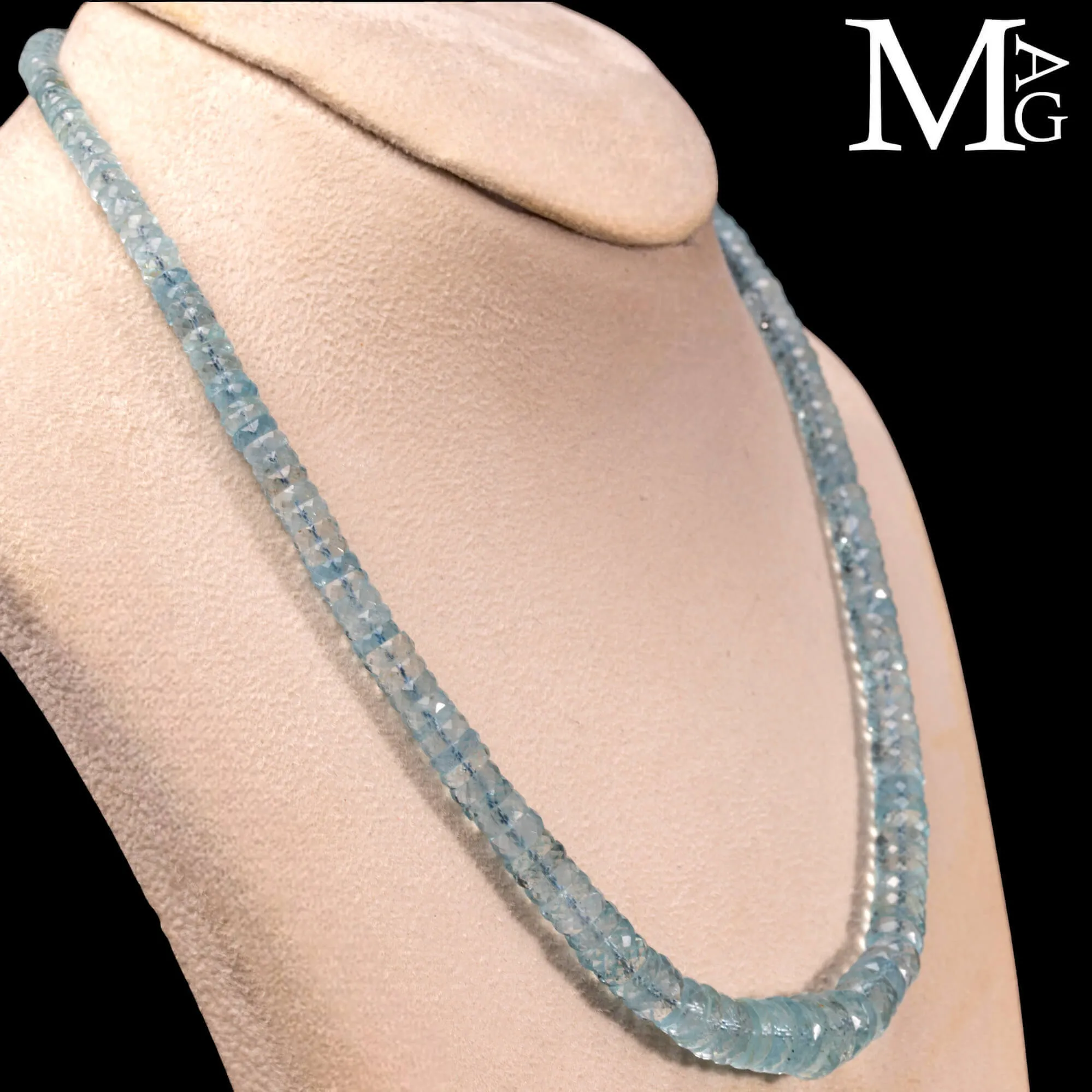 Collana in Acquamarina Naturale – Rondelle Sfaccettate.