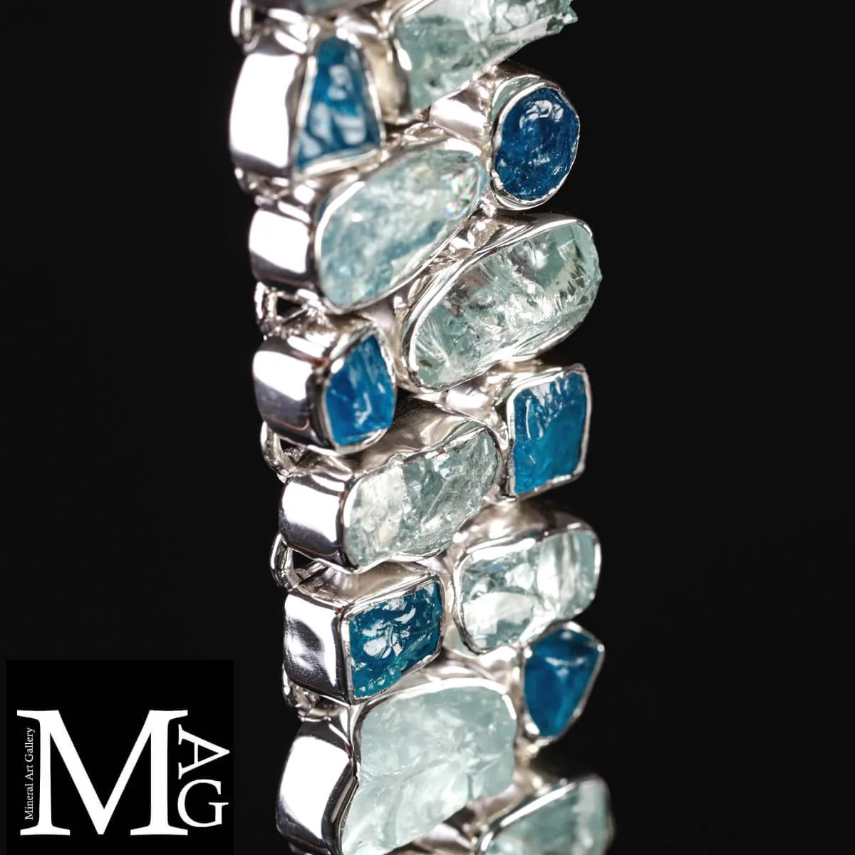 Bracciale in Argento con Acquamarina e Apatite Naturali.