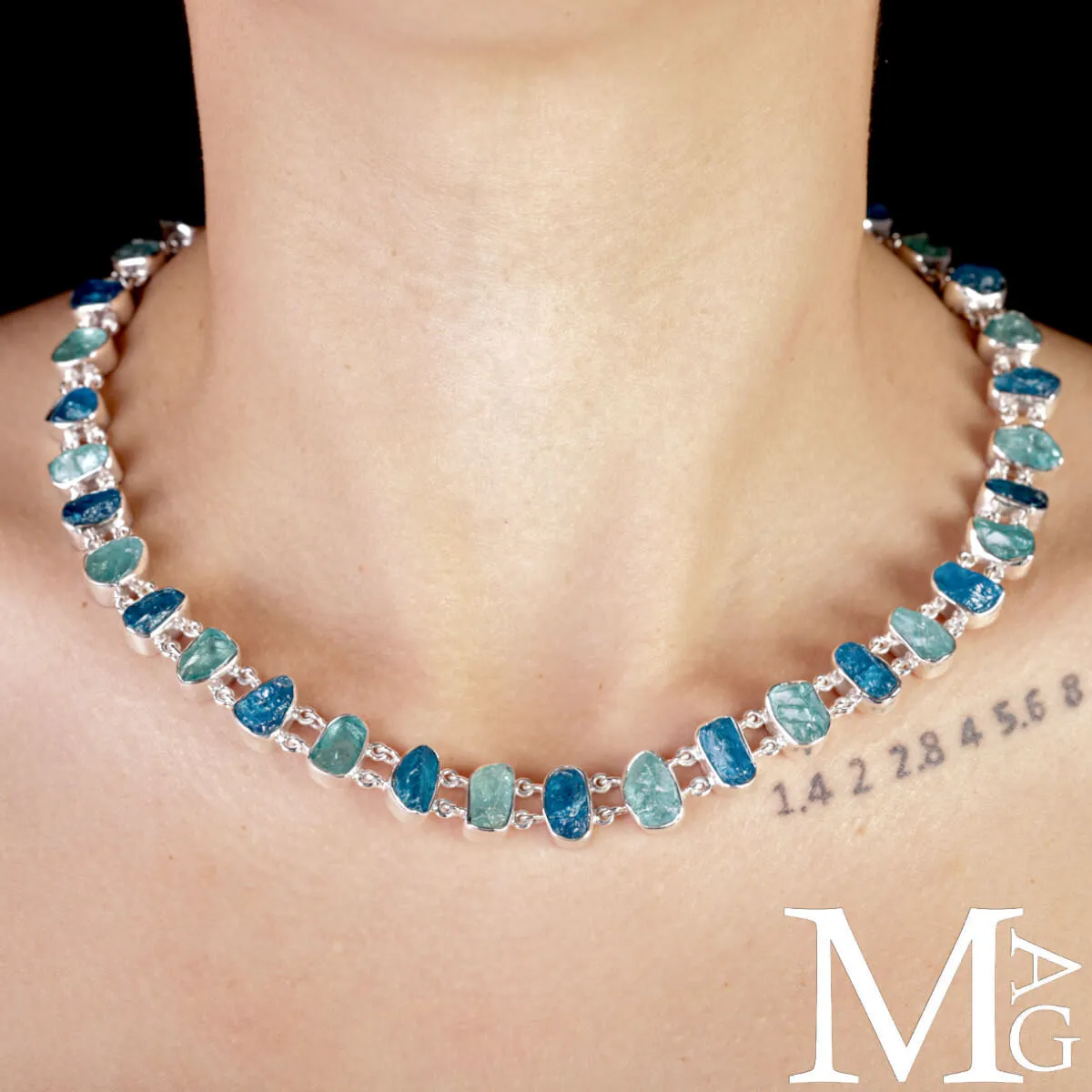 Collier in Argento con Acquamarina e Apatite Naturali