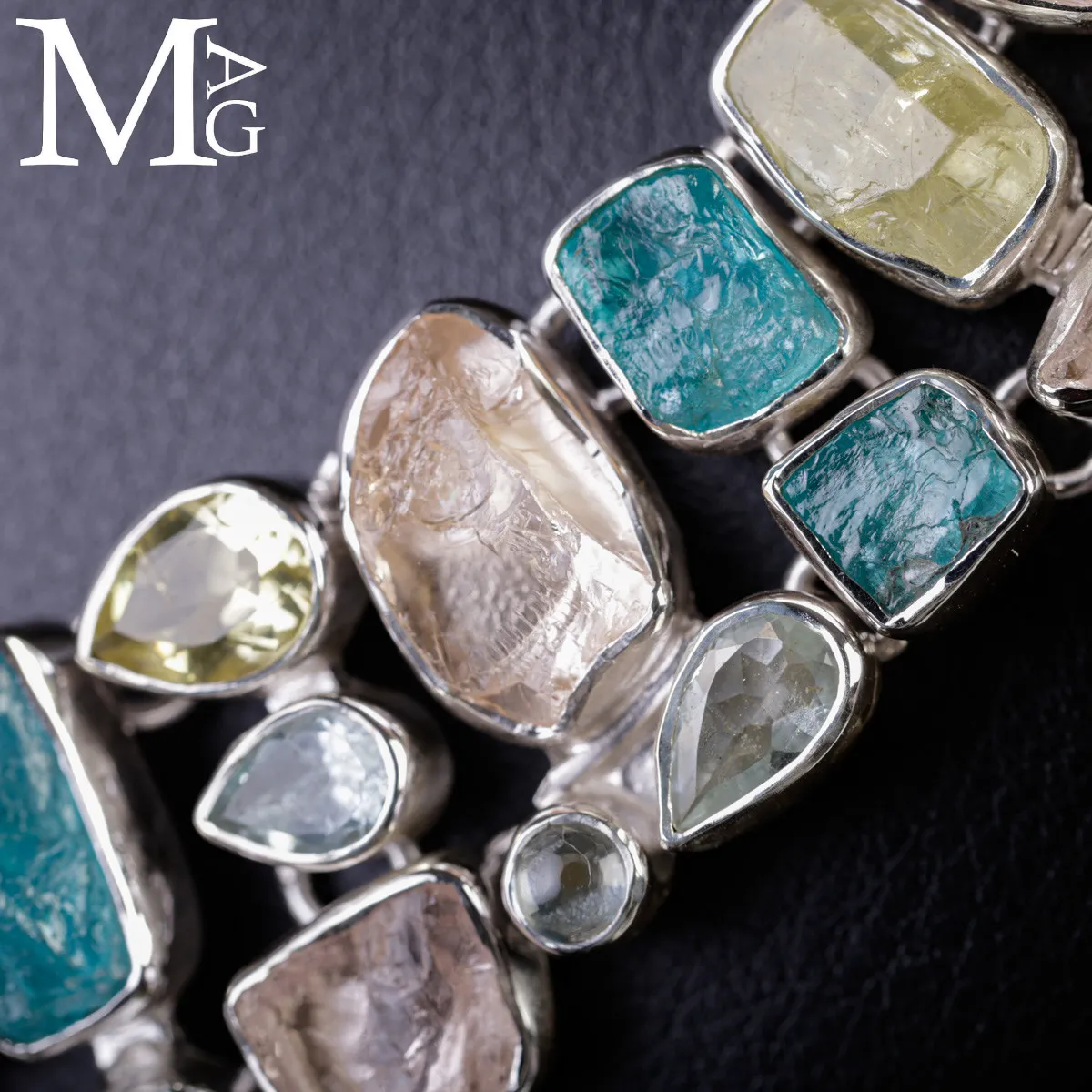 Collier in Argento con Eliodoro, Morganite, Acquamarina e Apatite Naturali