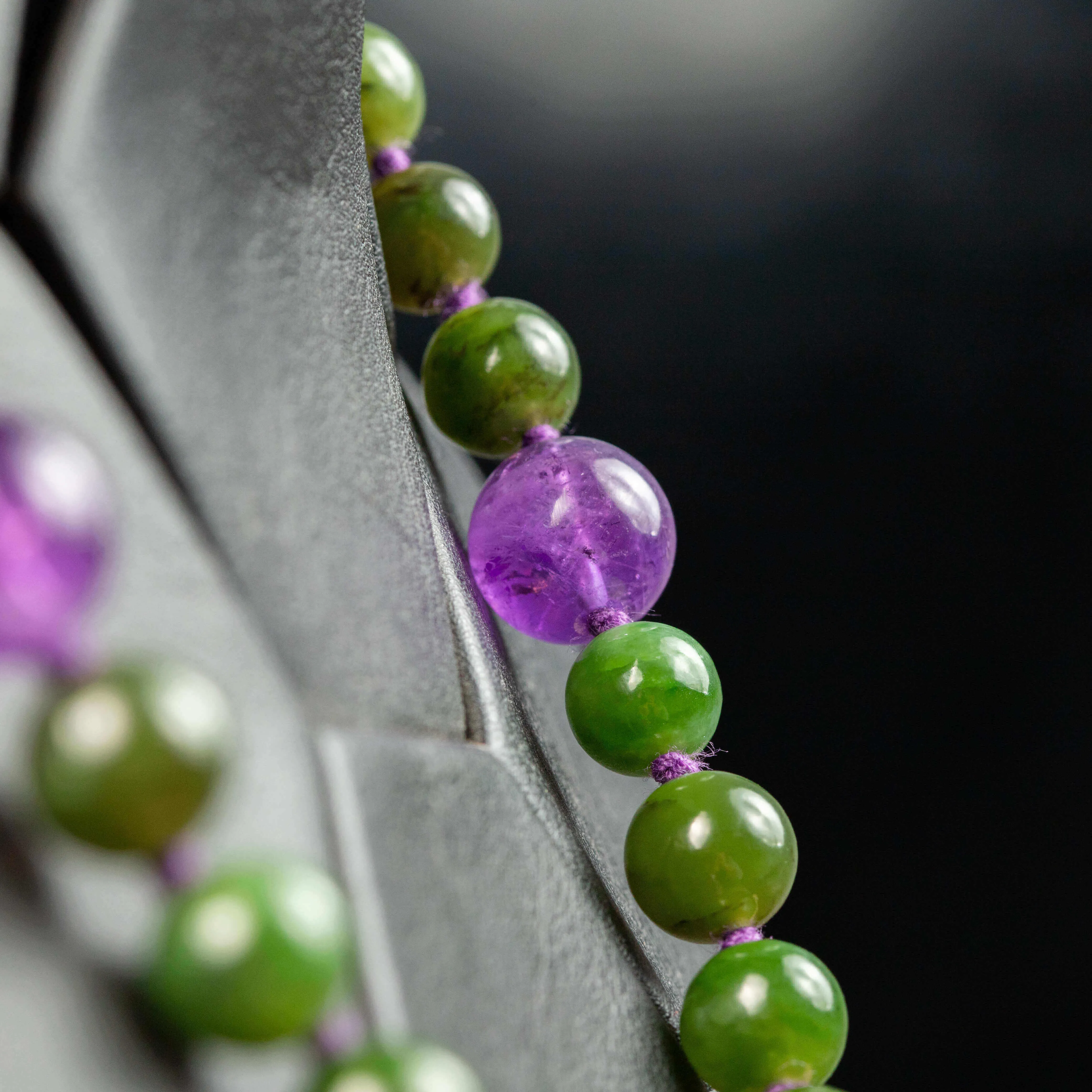 Collana di Giada Verde e Ametista Viola.