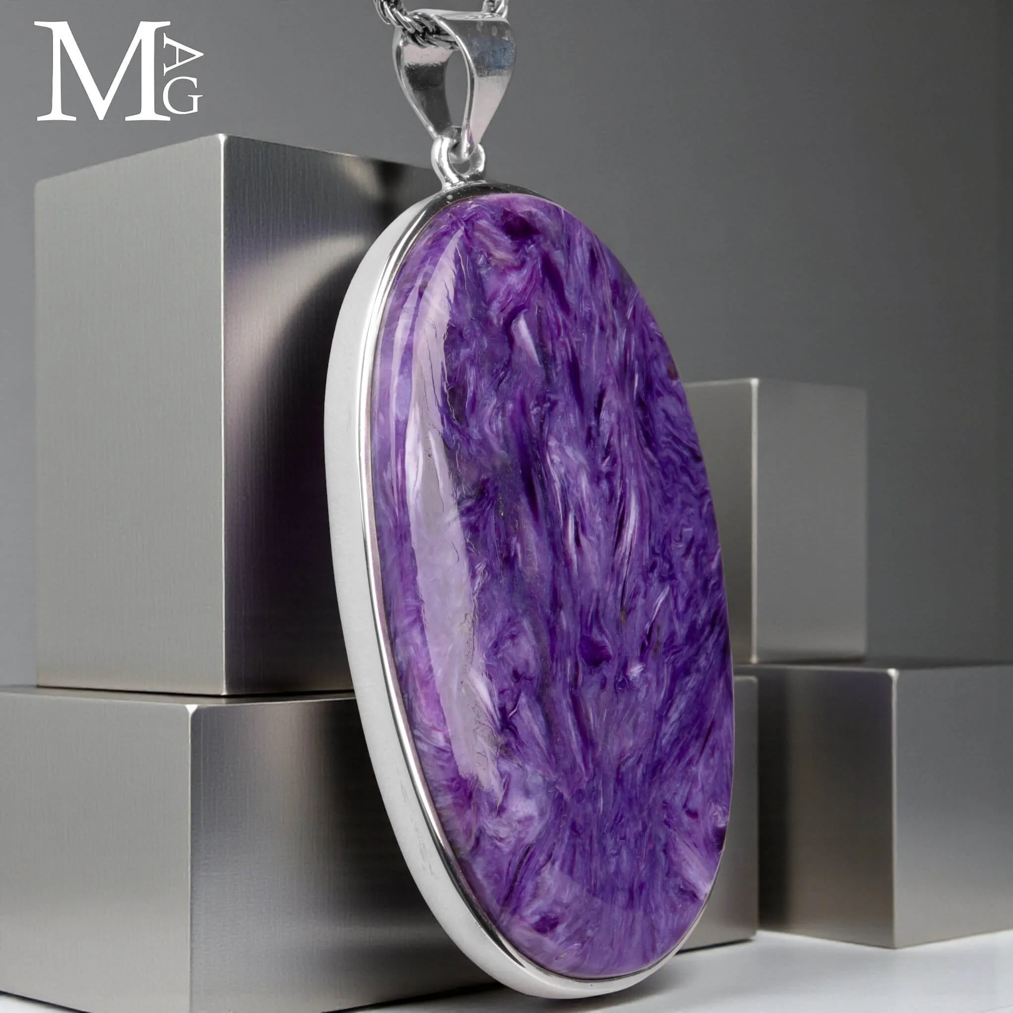 Ciondolo in Argento - Charoite dalla Siberia.