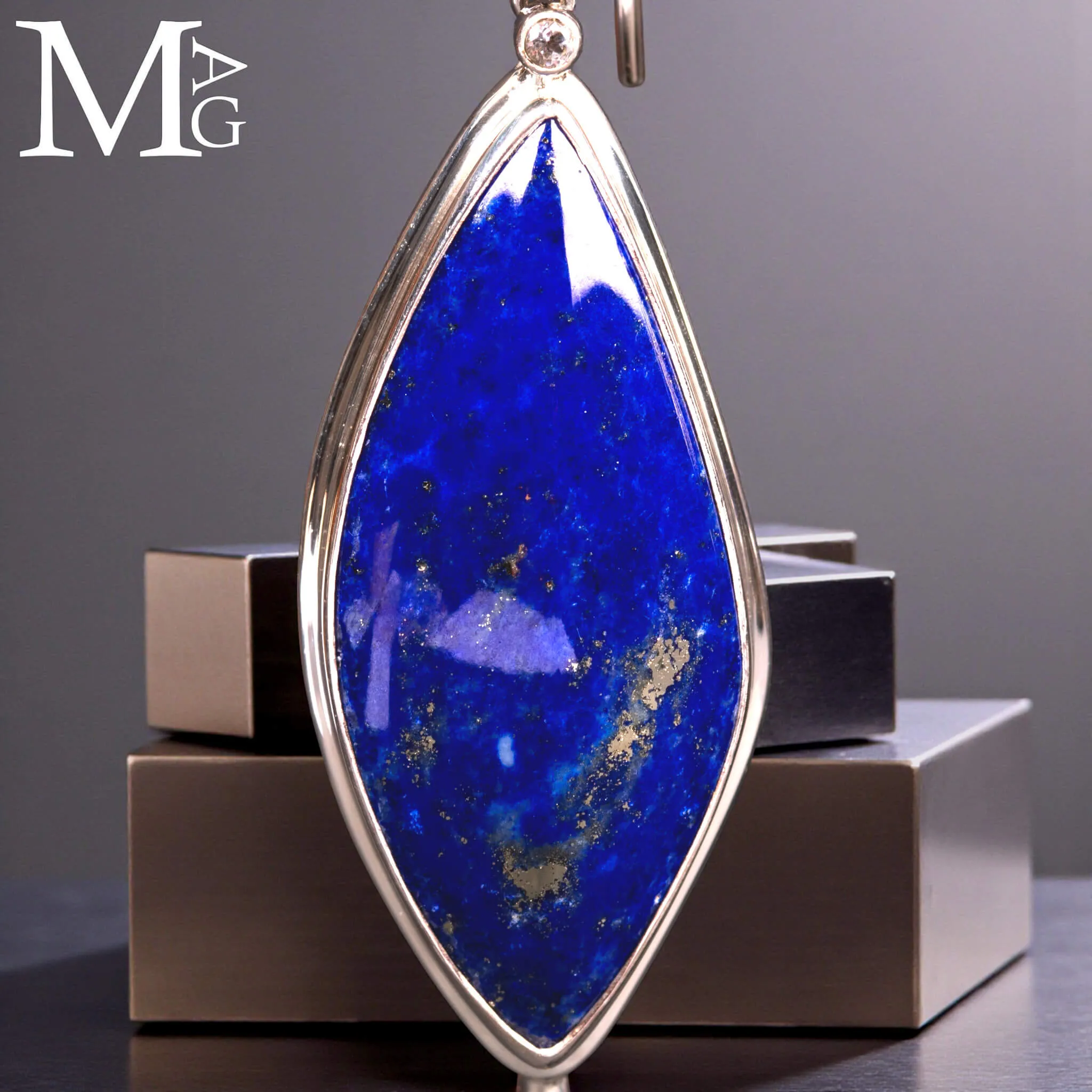 Orecchini in Argento con Lapis Lazuli, Opali Etiopi e Diamantini