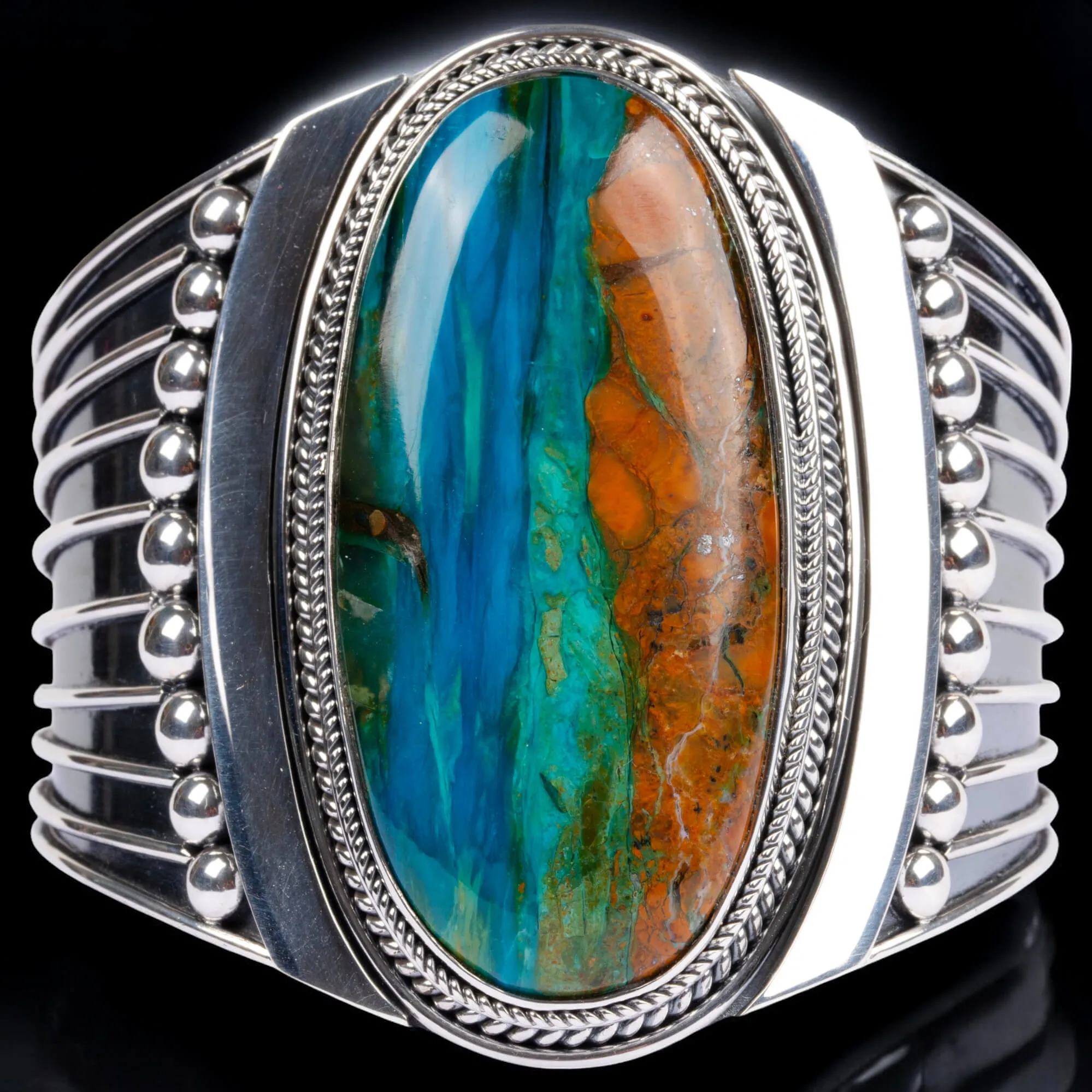 Bracciale in Argento con Opale "Gem Silica - Crisocolla".