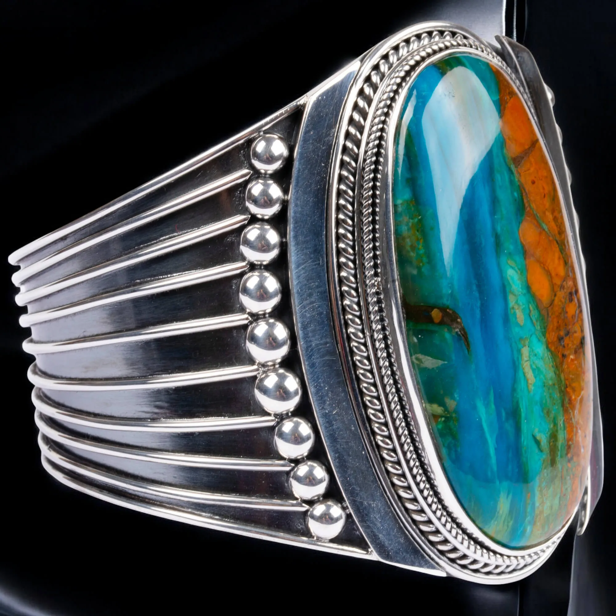 Bracciale in Argento con Opale "Gem Silica - Crisocolla".