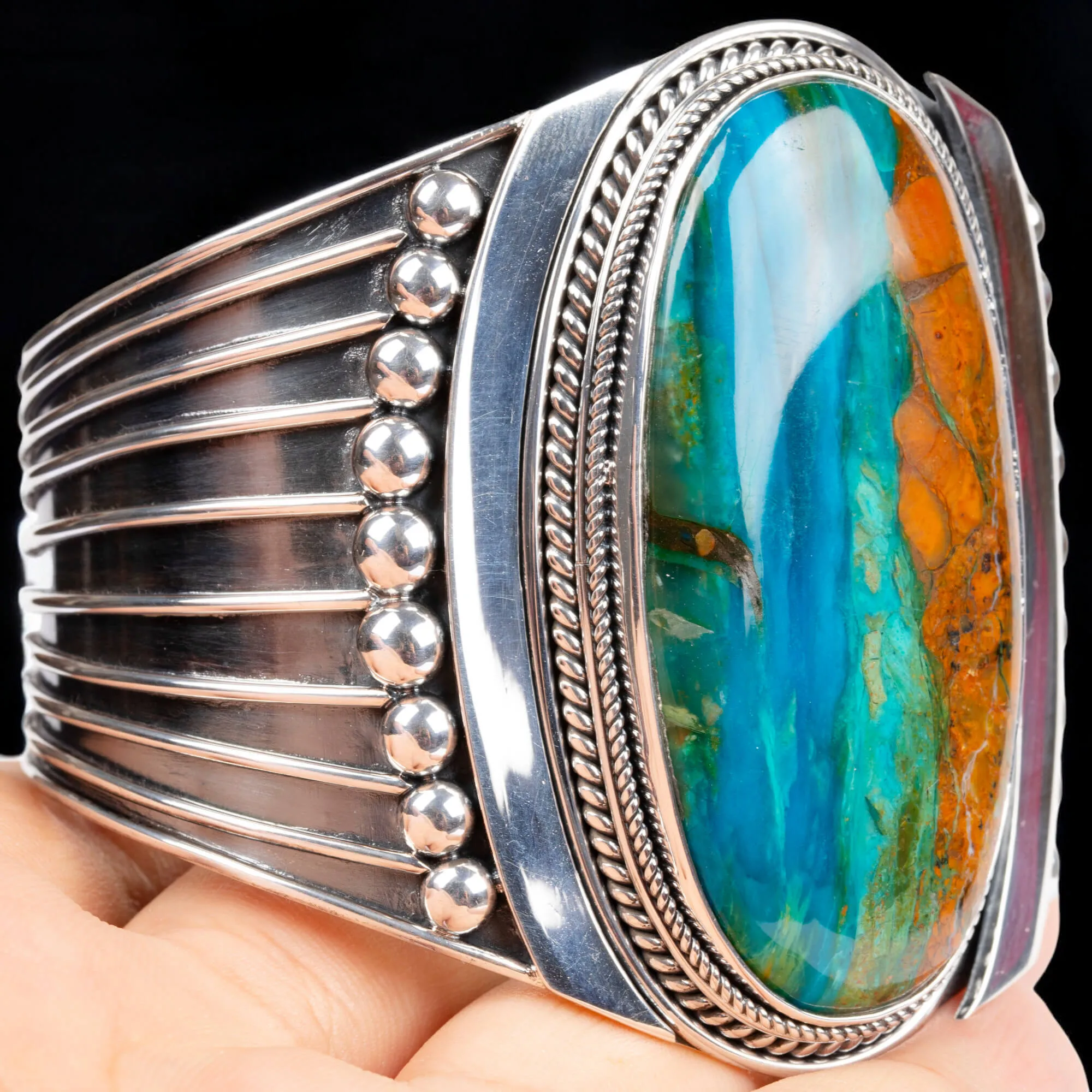 Bracciale in Argento con Opale "Gem Silica - Crisocolla".