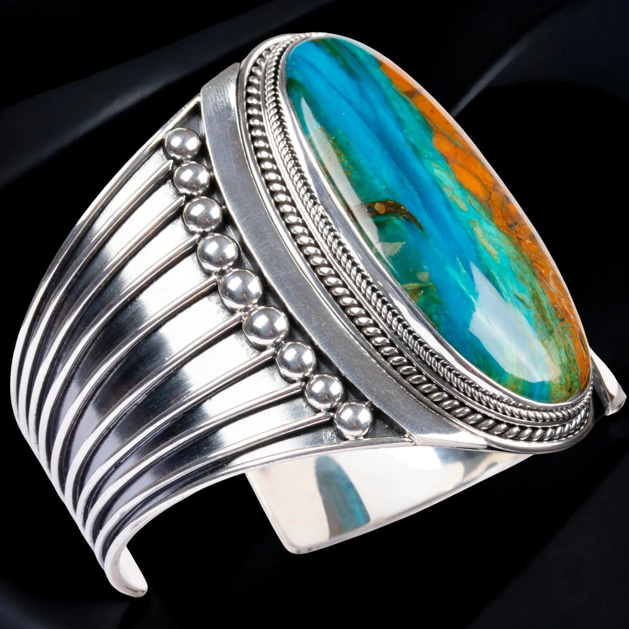 Bracciale in Argento con Opale "Gem Silica - Crisocolla".