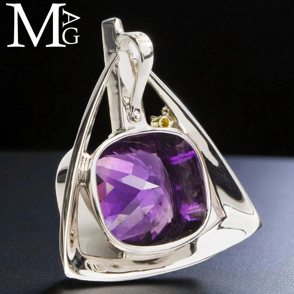Pendente in Argento con Ametista Boliviana e Diamantino Champagne.