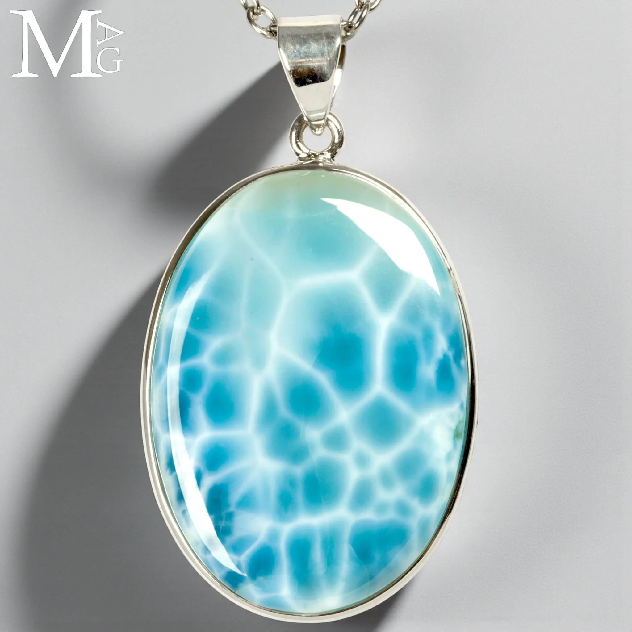 Ciondolo in Argento con Gemma di Larimar dei Caraibi