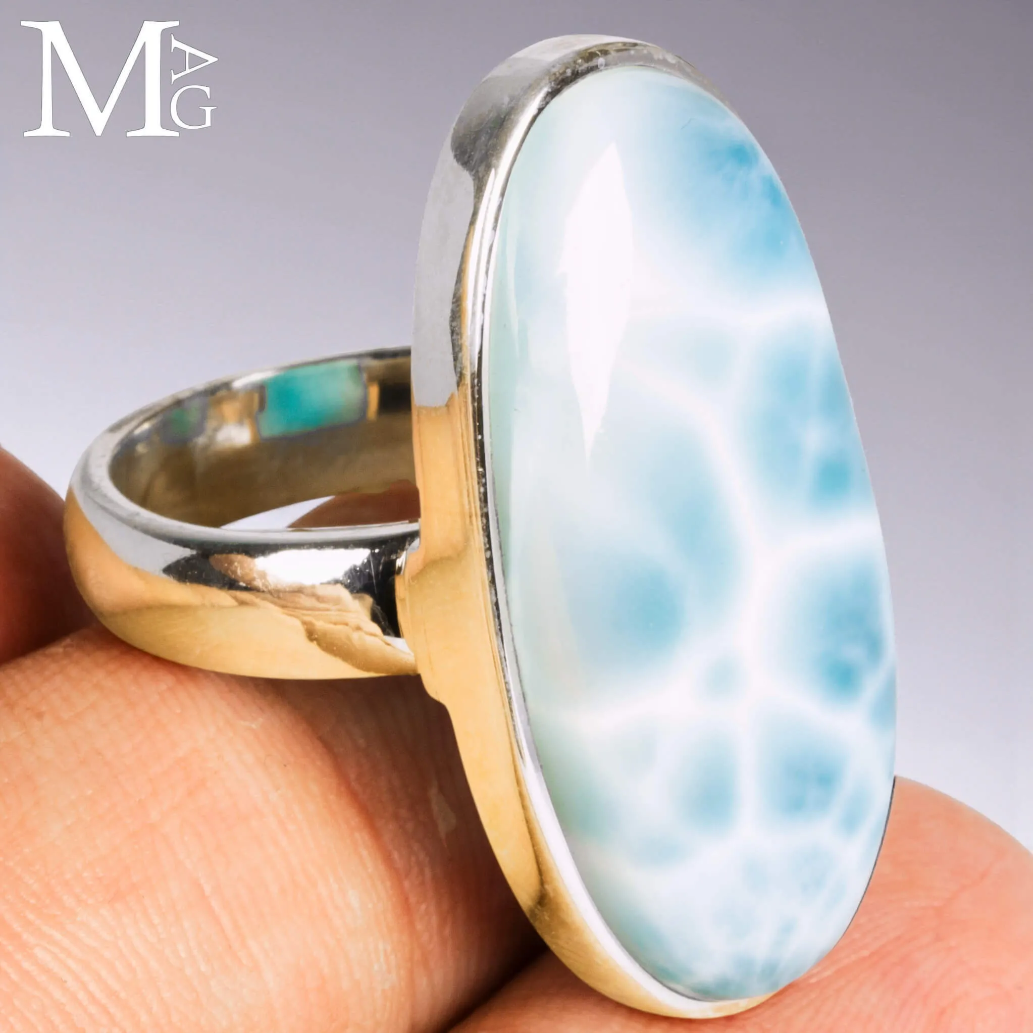 Anello in Argento 925 con Larimar dei Caraibi.