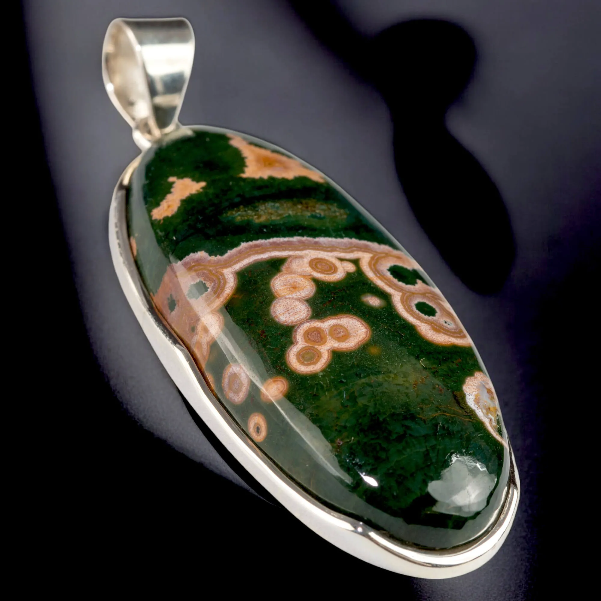 Ciondolo Artigianale in Argento con Diaspro Oceanico 8th Vein..