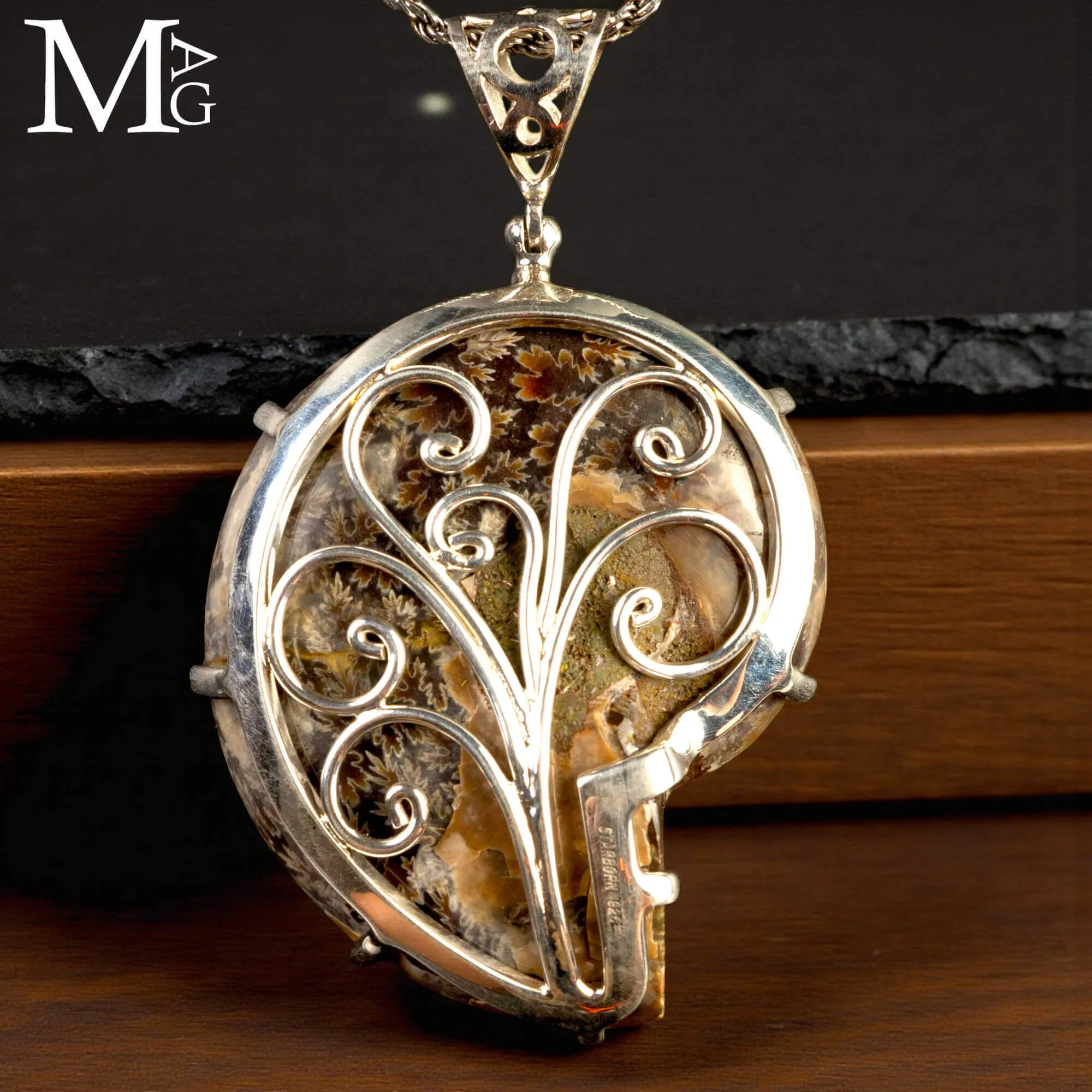 Ciondolo in argento con Ammonite e Turchese naturale