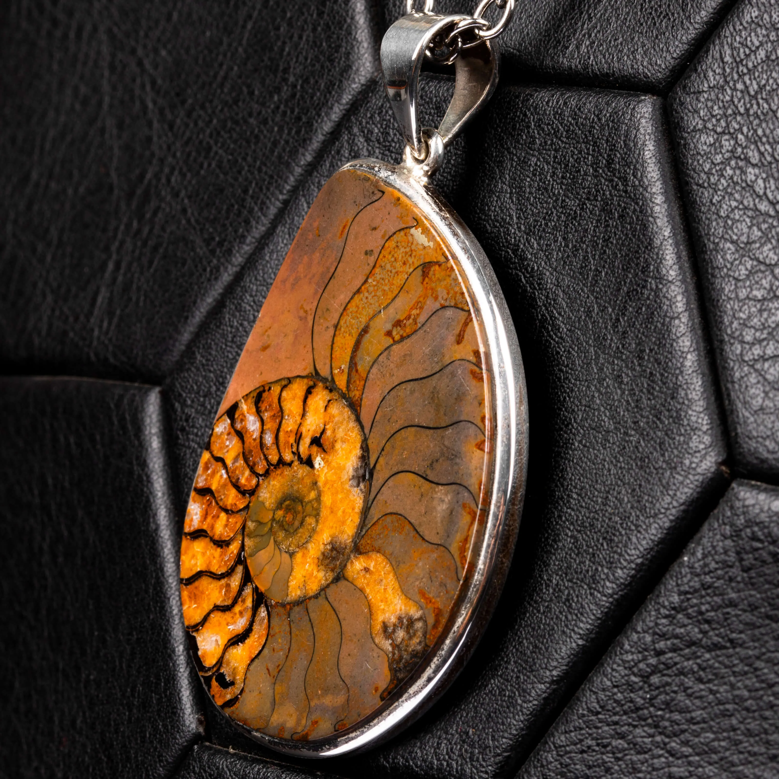 Ciondolo con Ammonite Fossile.