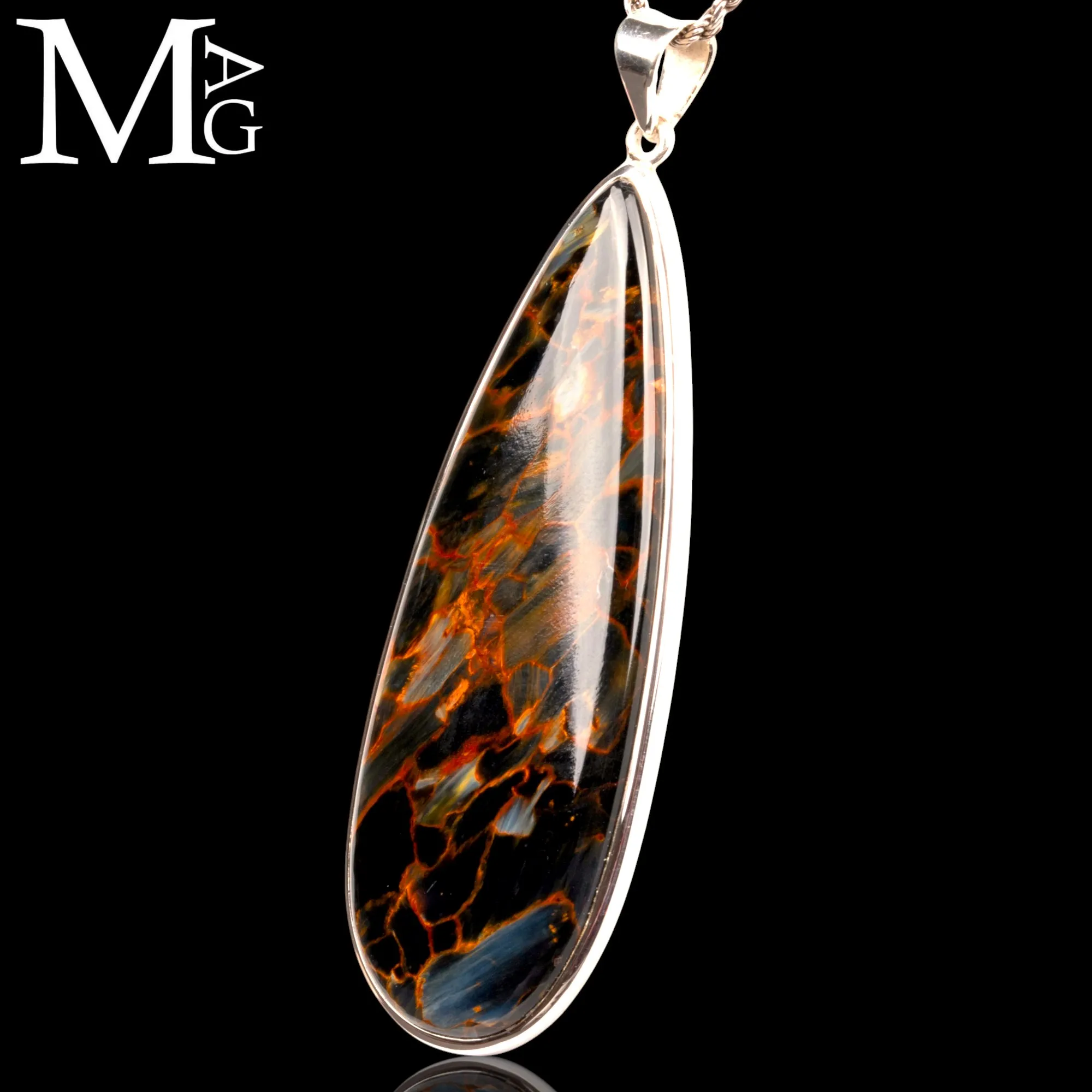 Ciondolo in Argento con Pietersite Naturale della Namibia