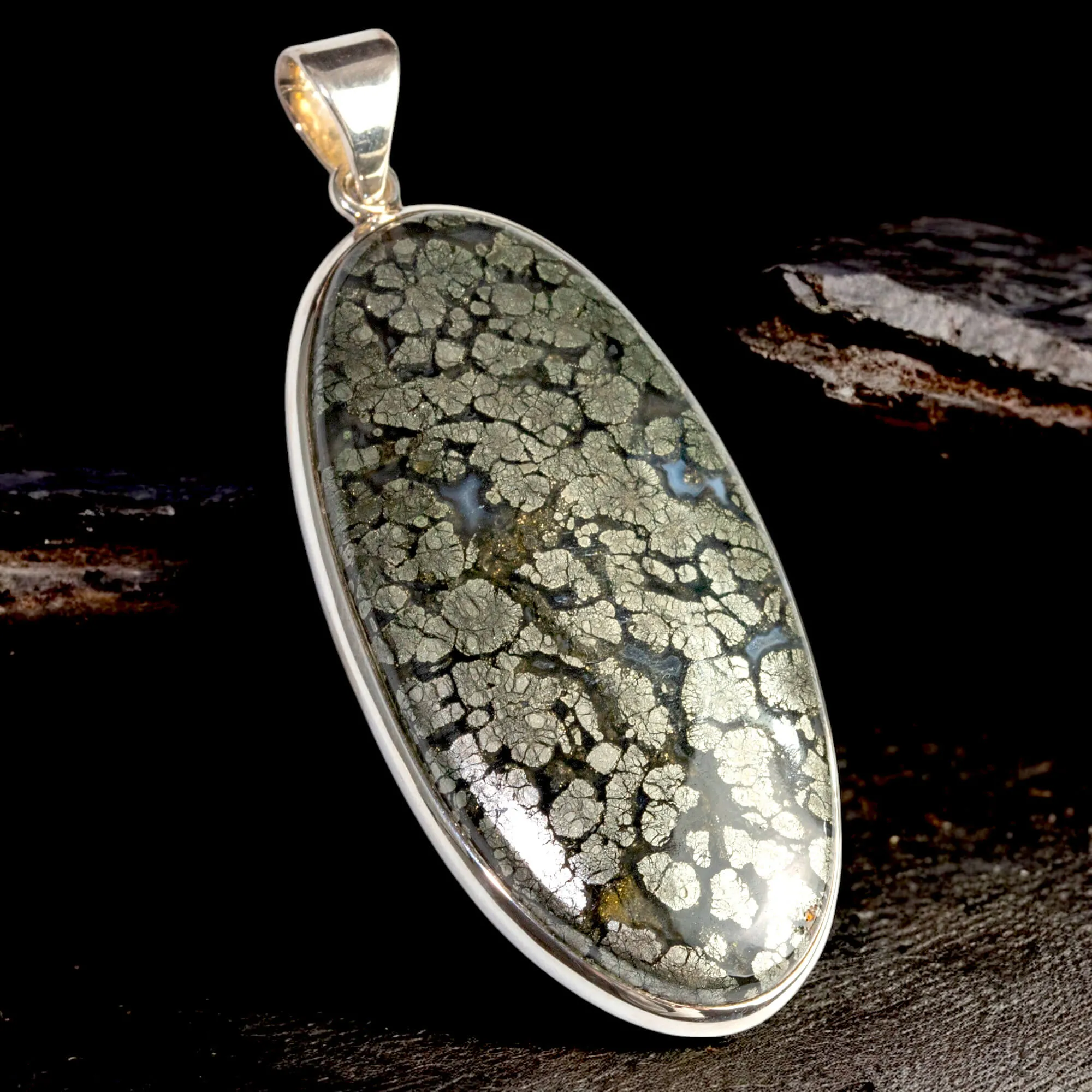 Ciondolo in Argento con Rara Pirite Piumata.