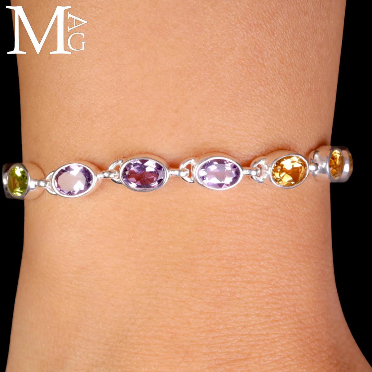 Bracciale in Argento con Gemme Multicolore.