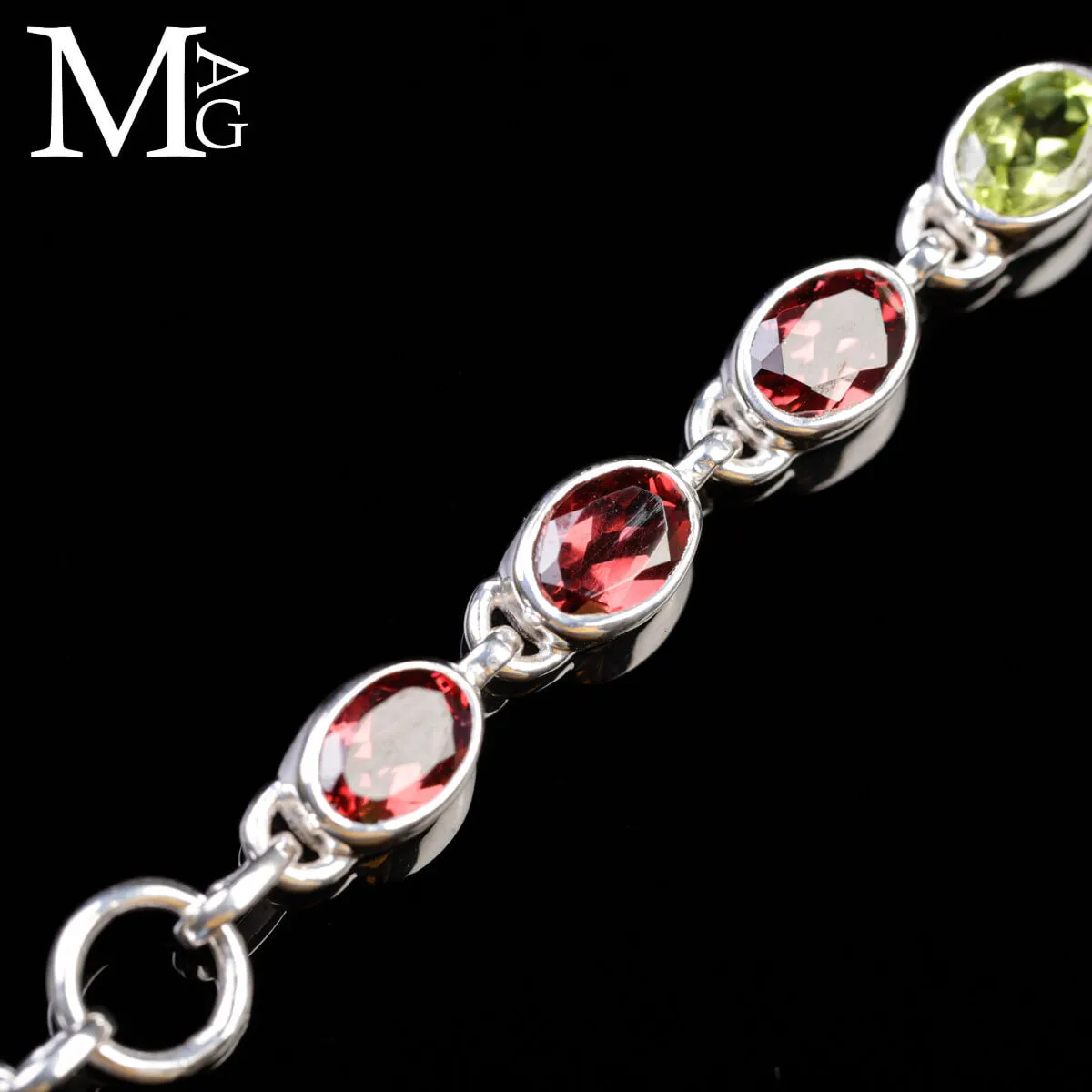 Bracciale in Argento con Gemme Multicolore.