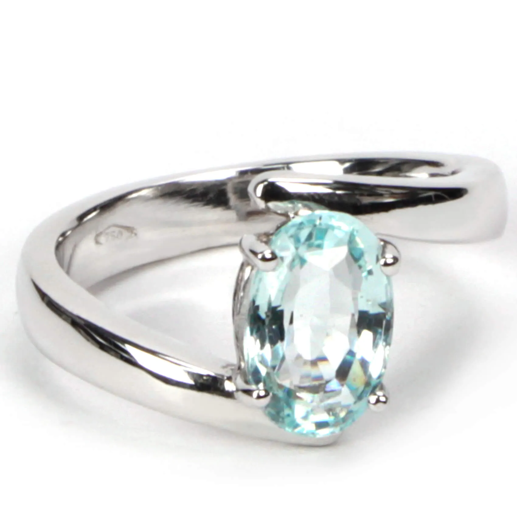 Anello Oro Bianco Acquamarina