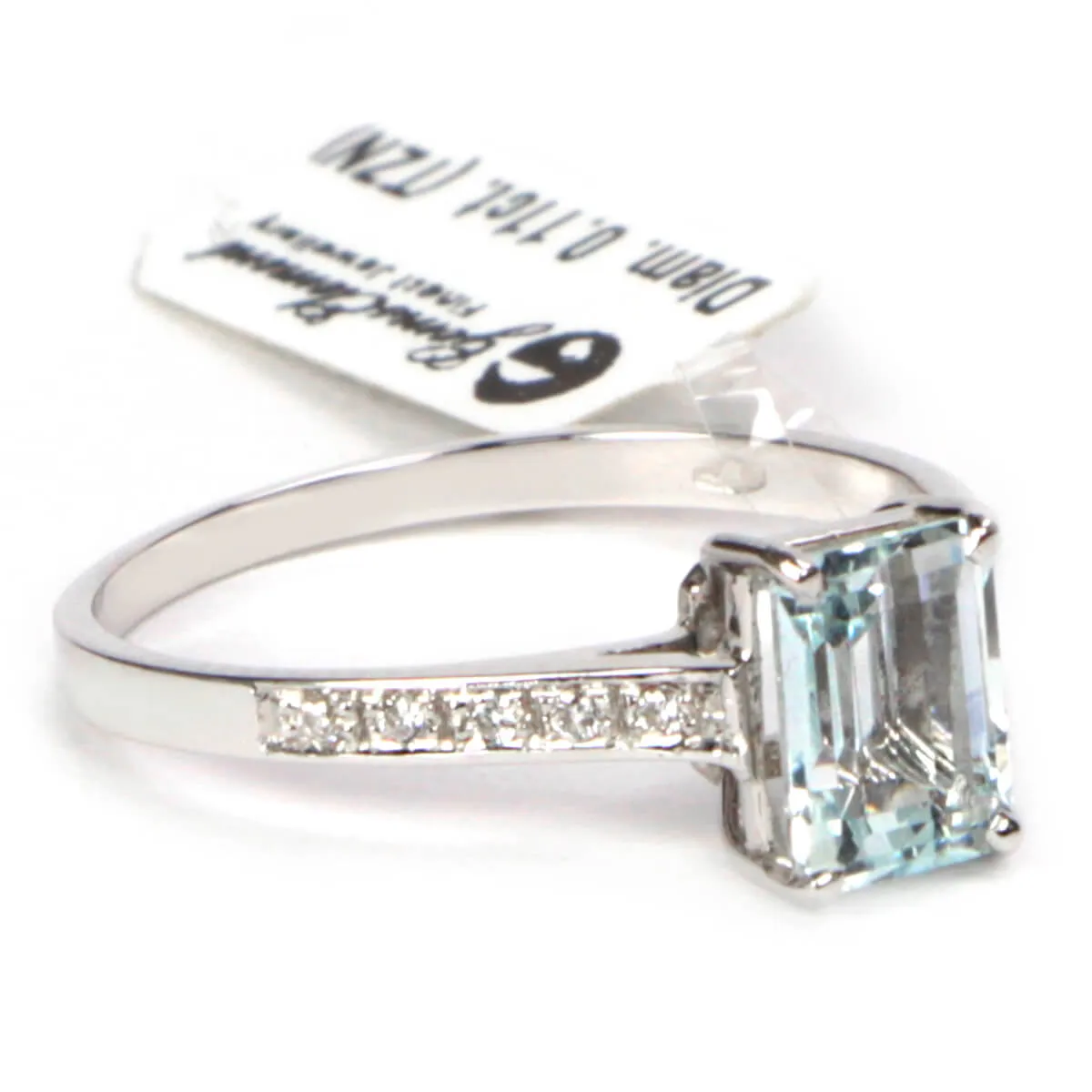 Anello Oro Bianco Acquamarina e Diamanti