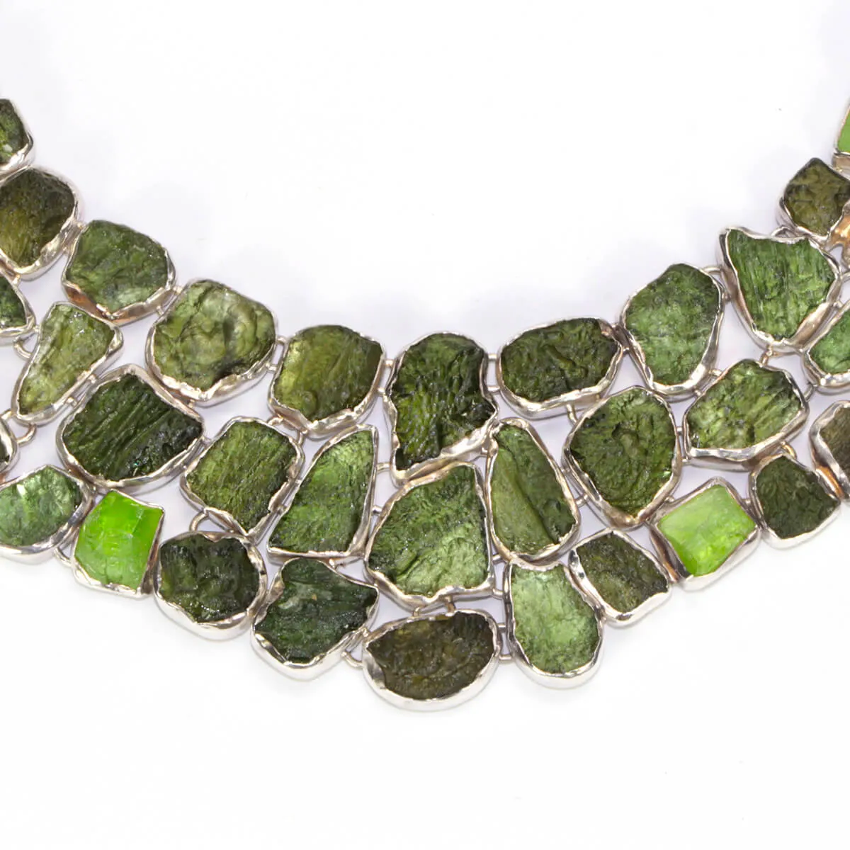 Collana con Moldavite e Peridoto