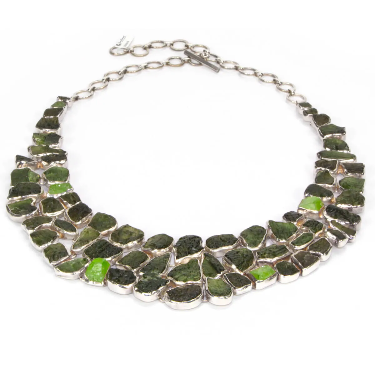 Collana con Moldavite e Peridoto