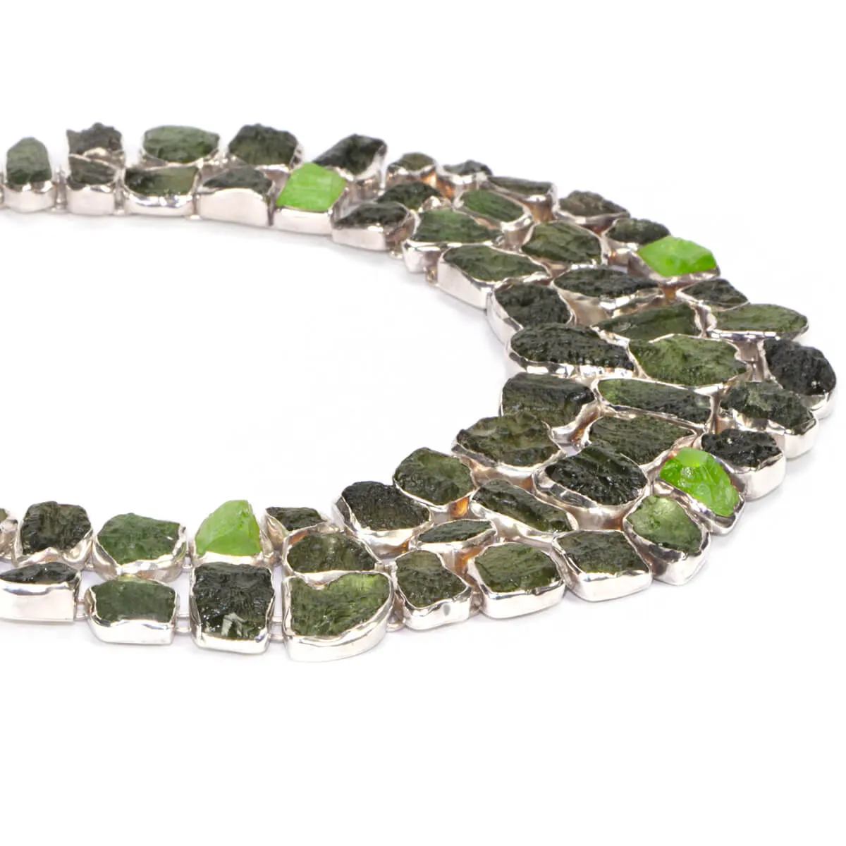 Collana con Moldavite e Peridoto