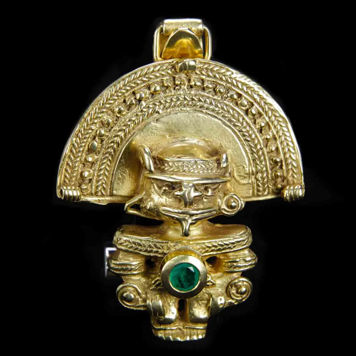 Pendente Naylamp in Argento e Oro con Smeraldo