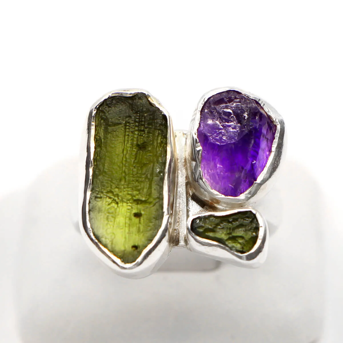 Anello Ametista e Moldavite