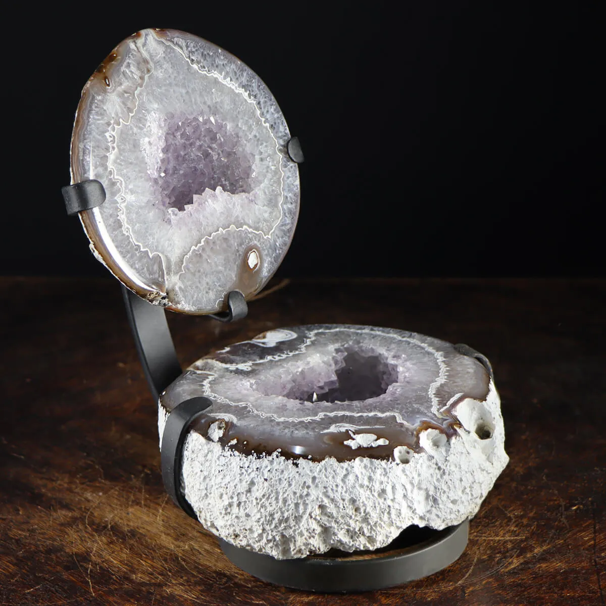 Geode Agata Sezionata su base