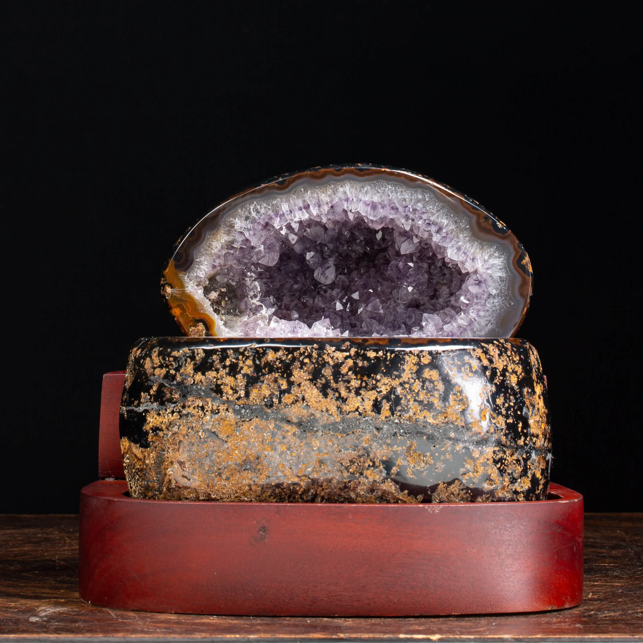 Geode Agata Sezionata su base