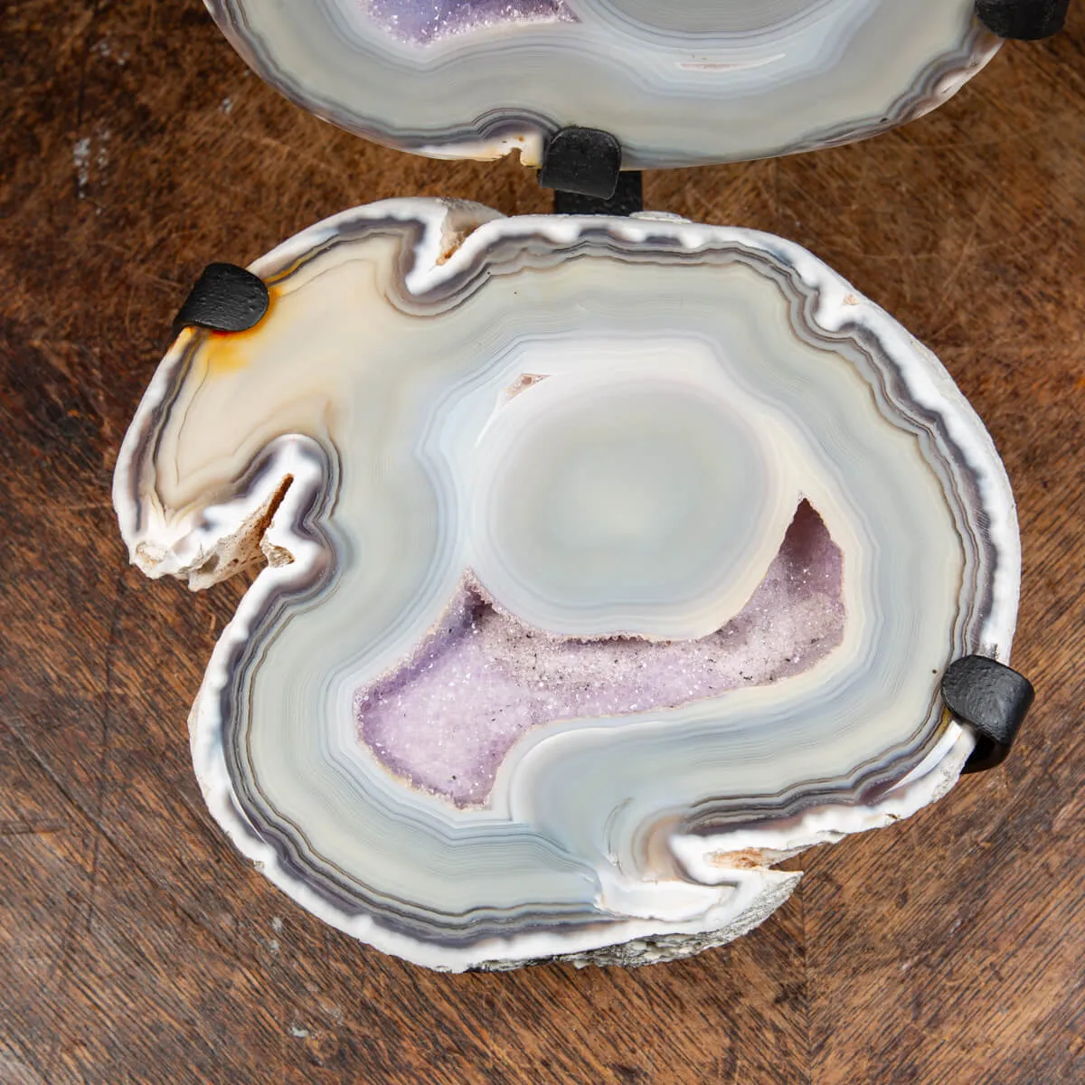 Geode Agata Sezionata Su Base