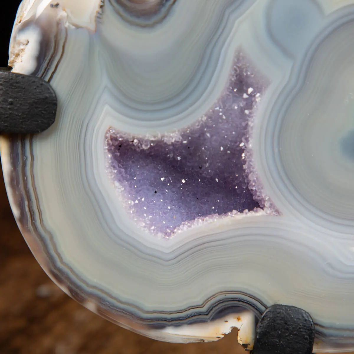 Geode Agata Sezionata Su Base