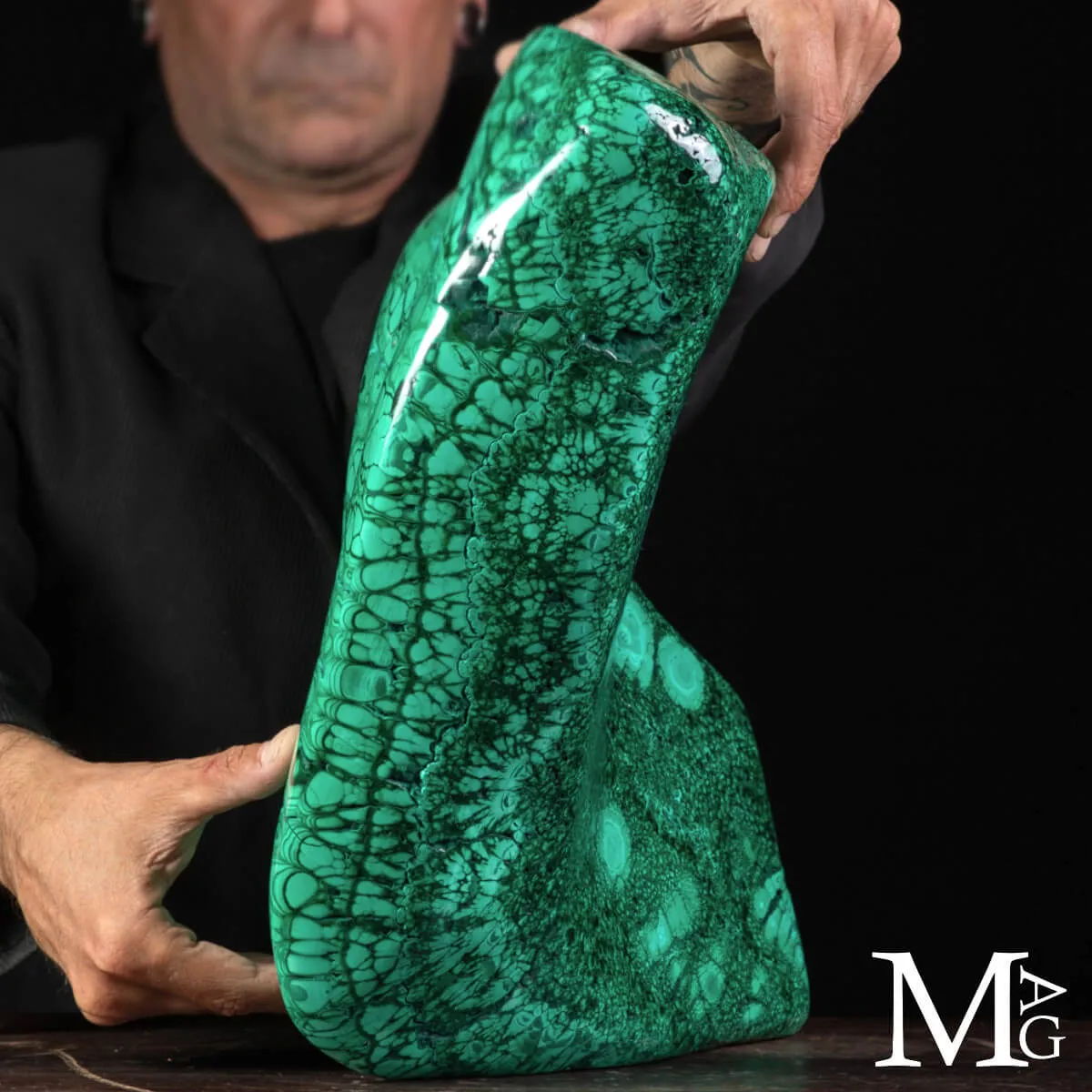 Maestoso Blocco di Malachite - Prima Scelta.