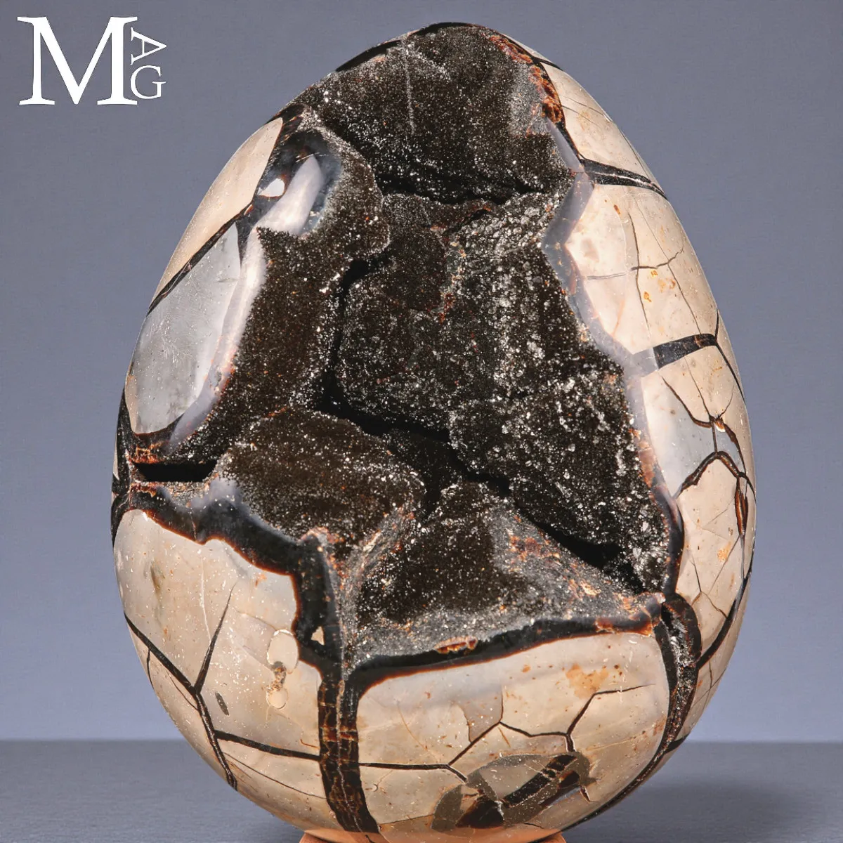 Uovo in Septaria con geode Cristallizzato