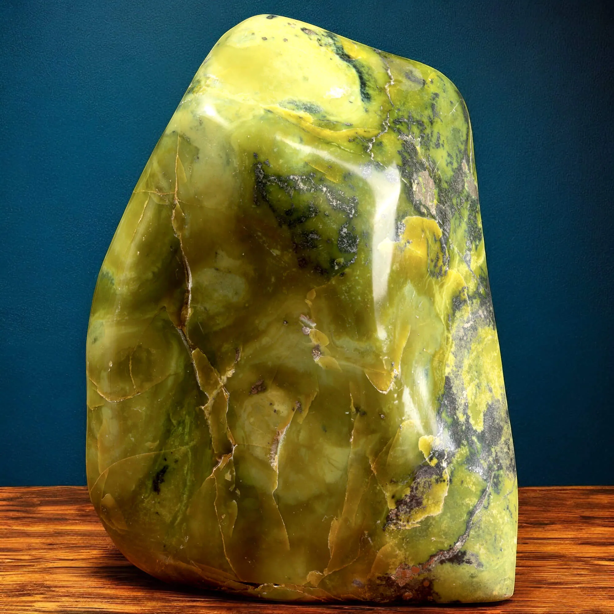 Serpentino del Perù con Pirite – Sasso Naturale Lucido.