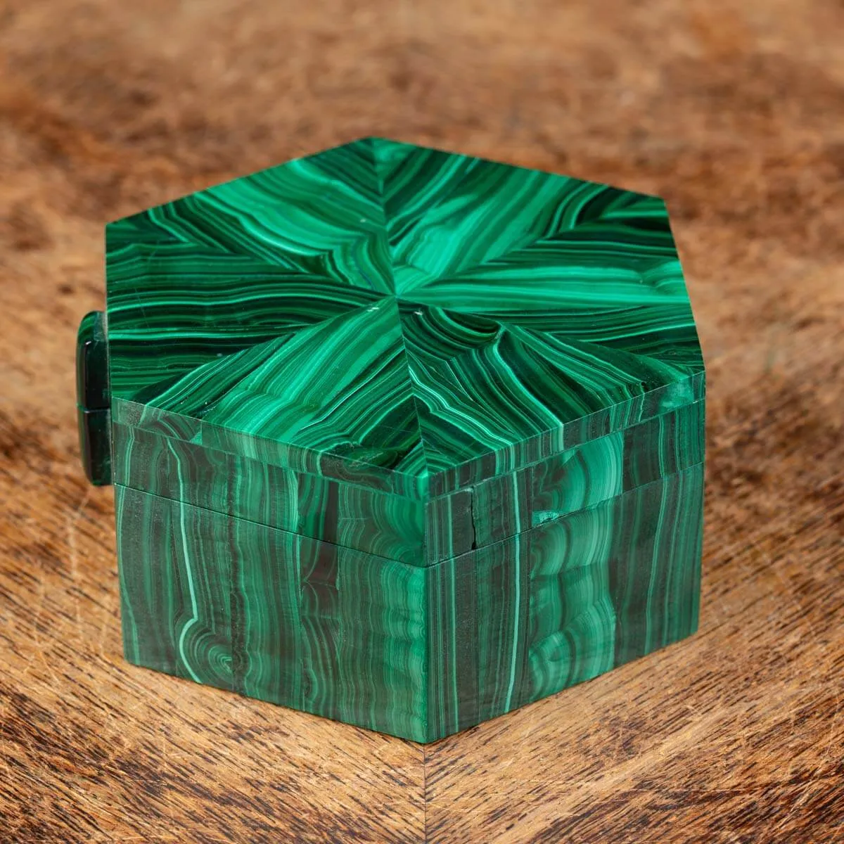 Scatola portagioielli in Malachite - esagonale