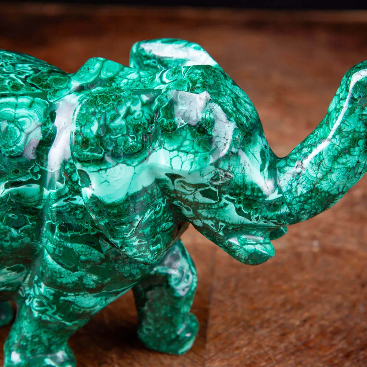 Intaglio in Malachite - Elefante Scolpito.