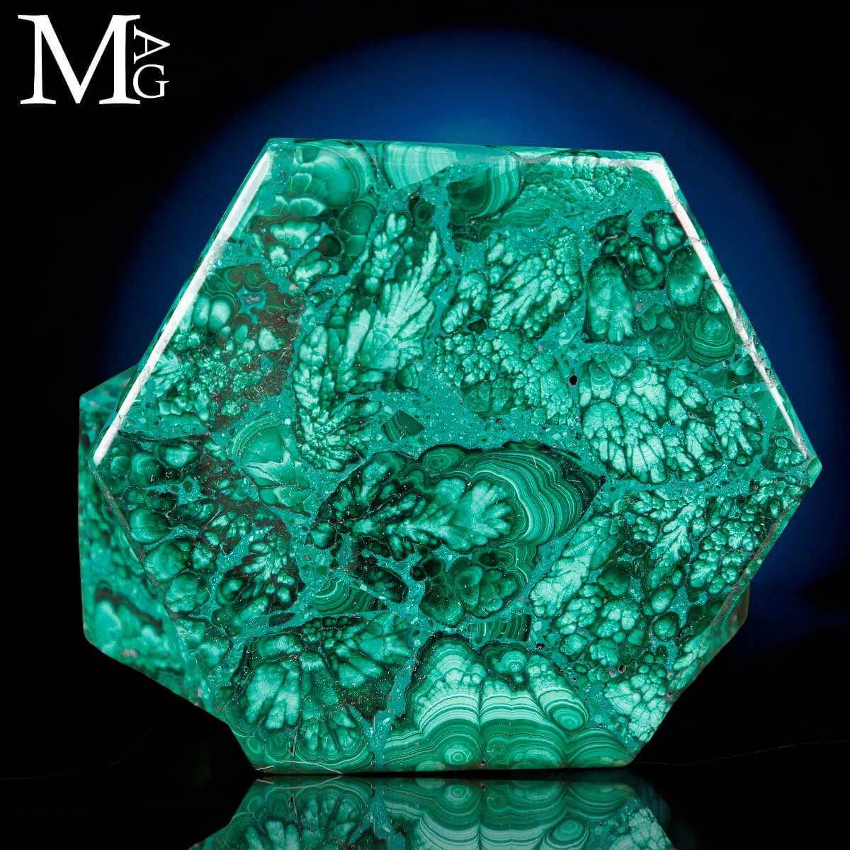 Porta Gioielli Esagonale in Malachite Naturale