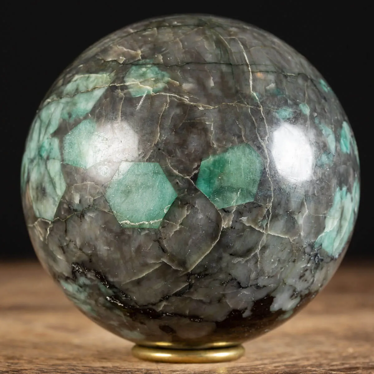 Sfera di Smeraldo Naturale Cristalli Esagonali