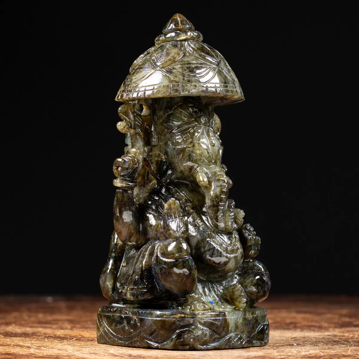 Statua Ganesh Labradorite (1240g)