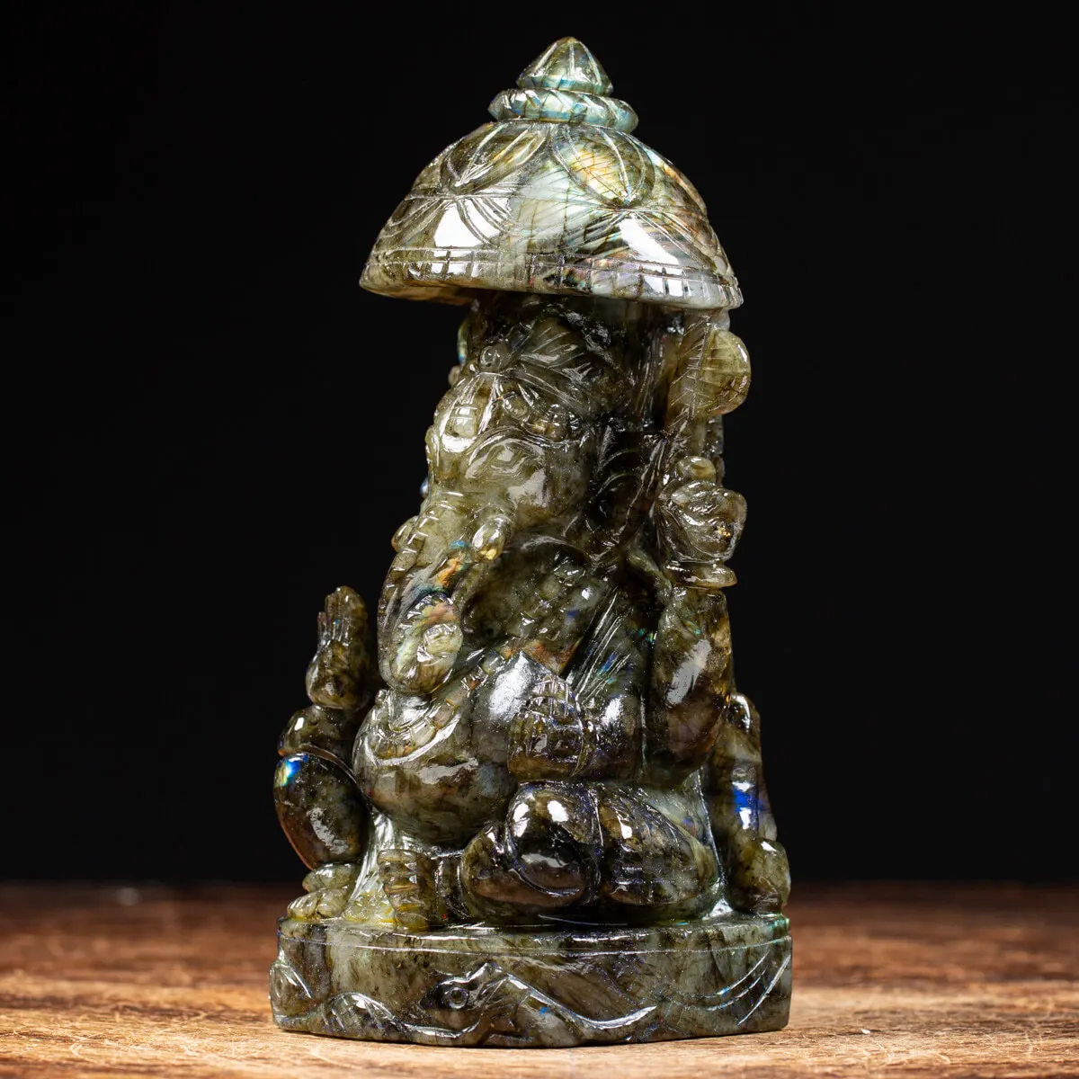 Statua Ganesh Labradorite (1240g)