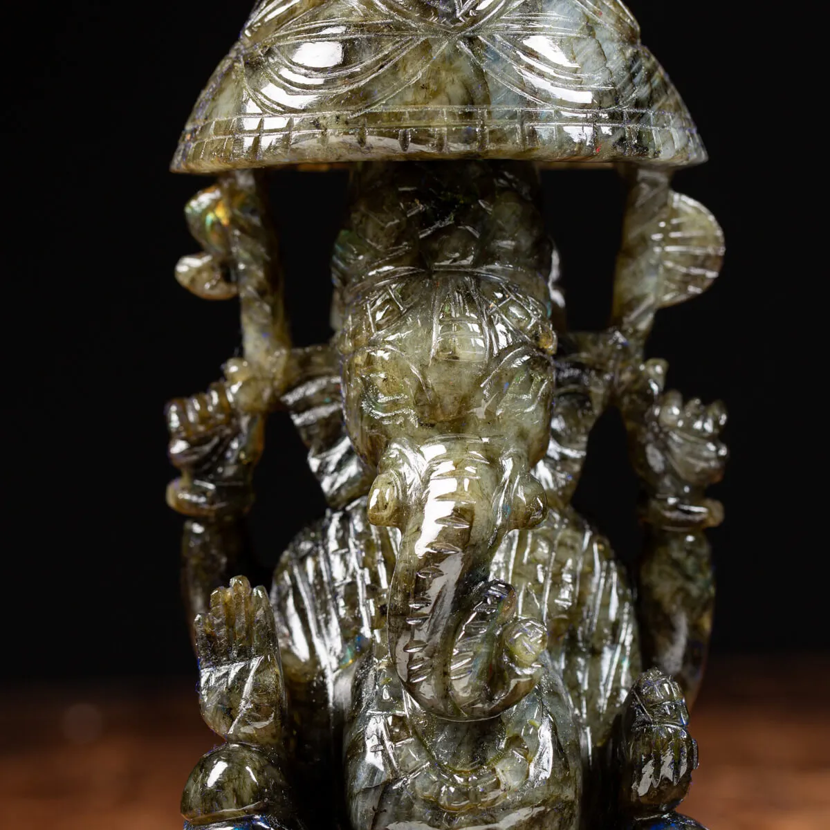 Statua Ganesh Labradorite (1240g)