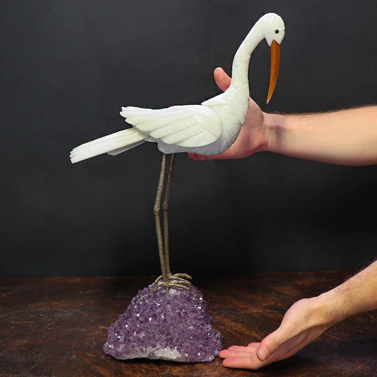 Cigno in Quarzo su drusa Ametista
