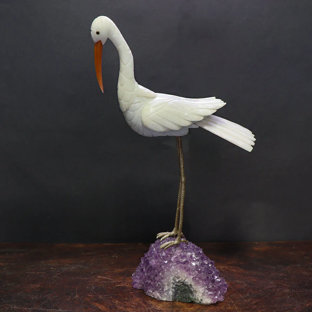 Cigno in Quarzo su drusa Ametista